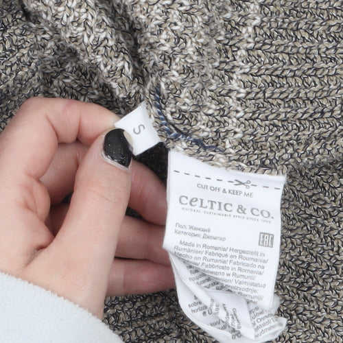 Celtic & Co Women's Blue Grey Striped Wool Cotton Jumper Size S