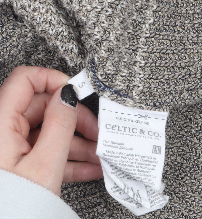 Celtic & Co Women's Blue Grey Striped Wool Cotton Jumper Size S