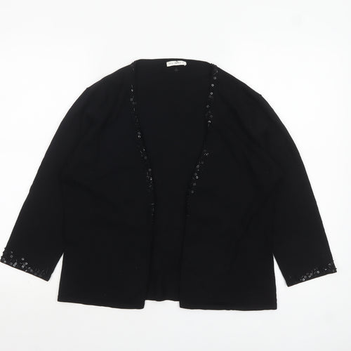 Planet Women’s Black Sequin Trim Cardigan L Viscose Nylon