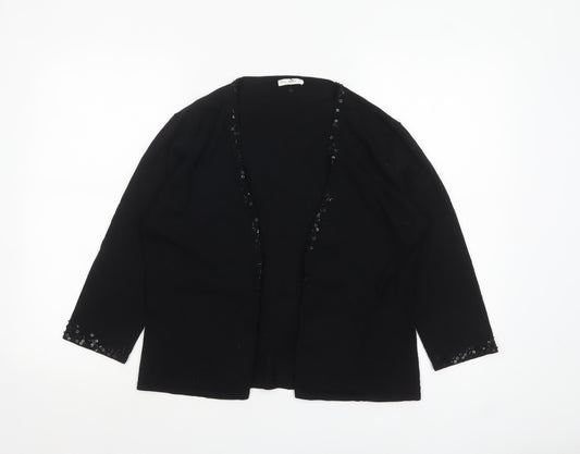 Planet Women’s Black Sequin Trim Cardigan L Viscose Nylon