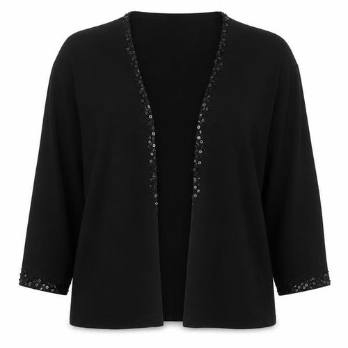 Planet Women’s Black Sequin Trim Cardigan L Viscose Nylon