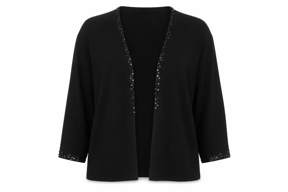 Planet Women’s Black Sequin Trim Cardigan L Viscose Nylon