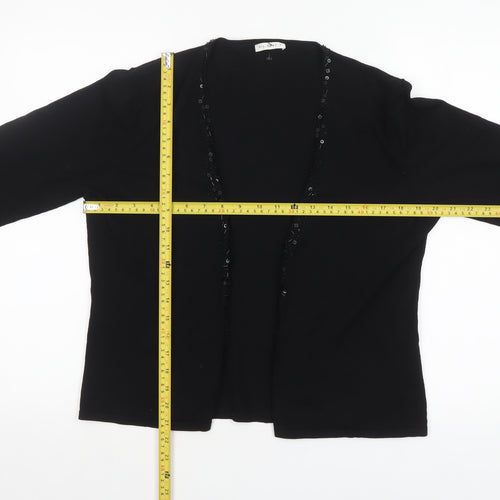 Planet Women’s Black Sequin Trim Cardigan L Viscose Nylon