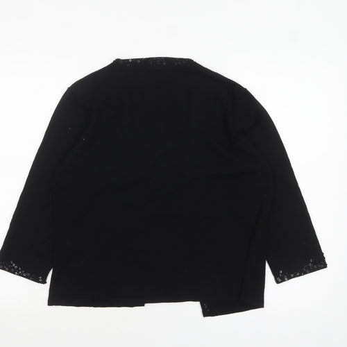 Planet Women’s Black Sequin Trim Cardigan L Viscose Nylon