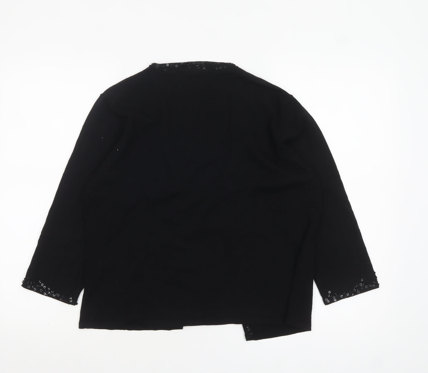 Planet Women’s Black Sequin Trim Cardigan L Viscose Nylon