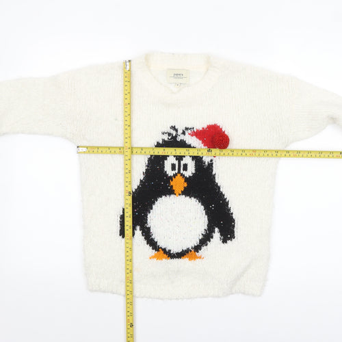 Papaya Weekend Women Ivory Christmas Penguin Jumper Size S