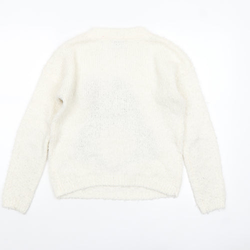 Papaya Weekend Women Ivory Christmas Penguin Jumper Size S