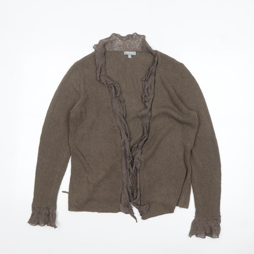Marks and Spencer Per Una Women Brown M Ruffle Trim Cardigan