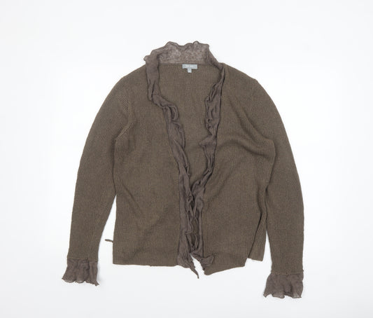 Marks and Spencer Per Una Women Brown M Ruffle Trim Cardigan