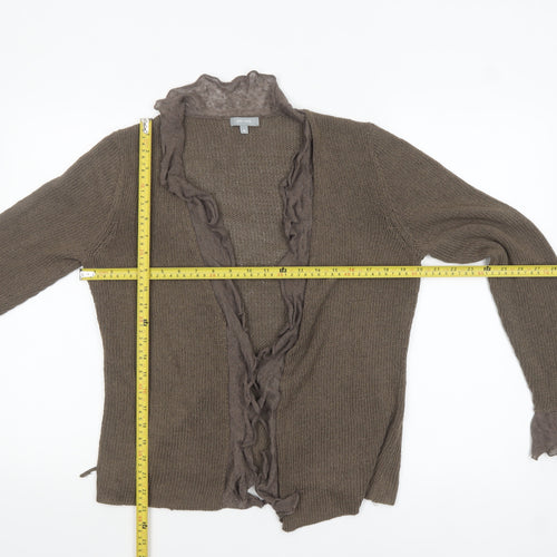 Marks and Spencer Per Una Women Brown M Ruffle Trim Cardigan