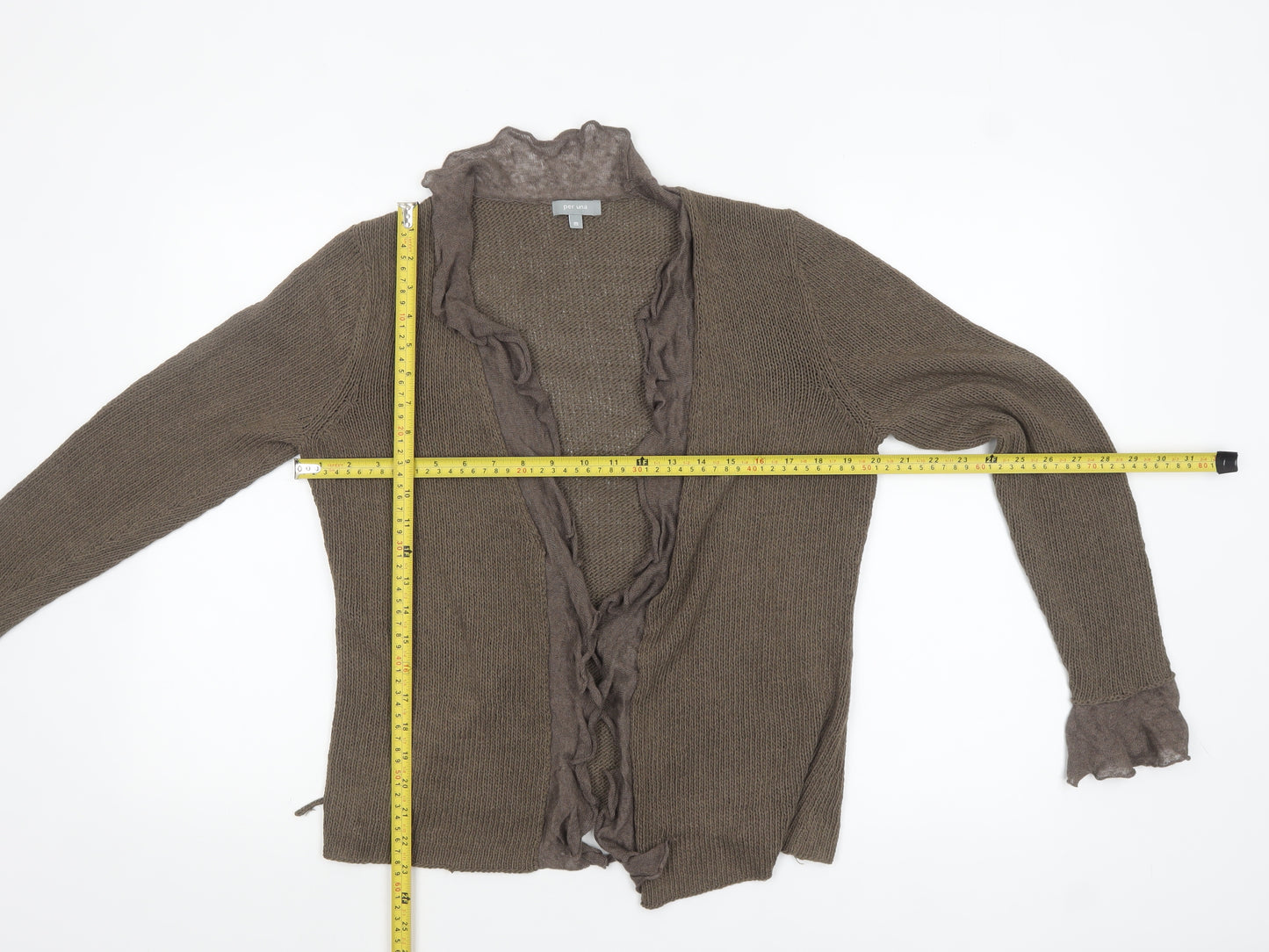 Marks and Spencer Per Una Women Brown M Ruffle Trim Cardigan