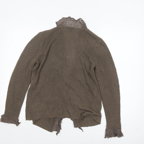Marks and Spencer Per Una Women Brown M Ruffle Trim Cardigan
