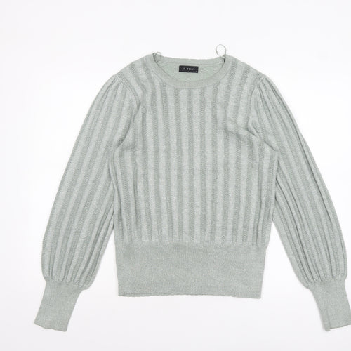 Et Vous Women's Grey Size 14 Crew Neck Ribbed Knit Jumper