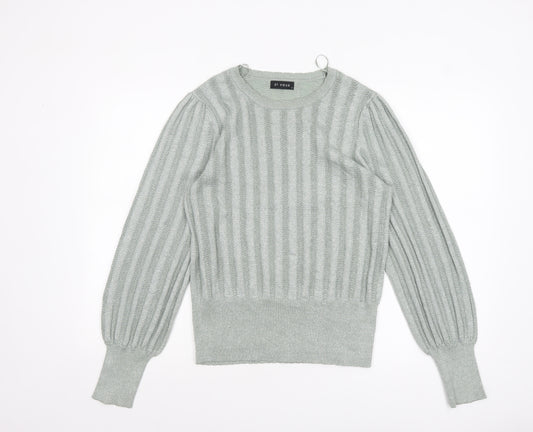 Et Vous Women's Grey Size 14 Crew Neck Ribbed Knit Jumper