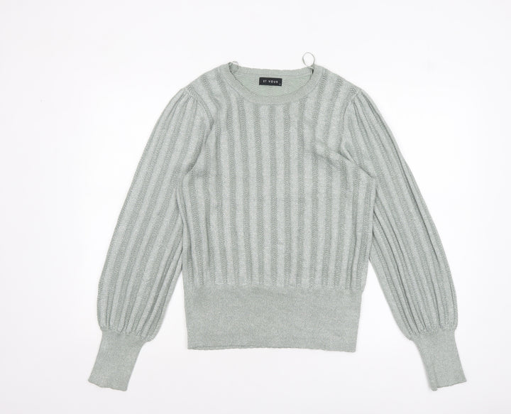 Et Vous Women's Grey Size 14 Crew Neck Ribbed Knit Jumper