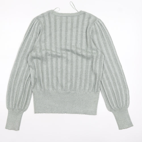 Et Vous Women's Grey Size 14 Crew Neck Ribbed Knit Jumper