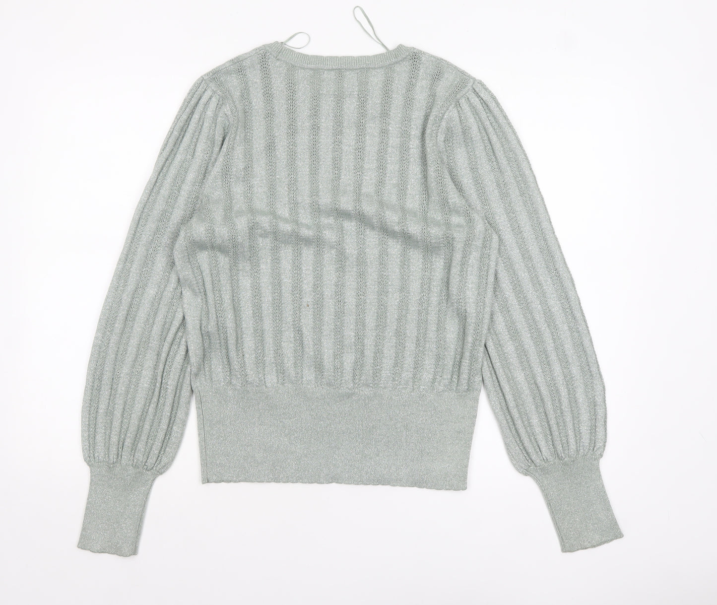 Et Vous Women's Grey Size 14 Crew Neck Ribbed Knit Jumper