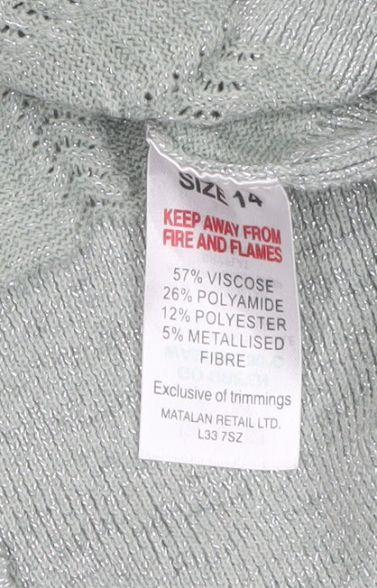 Et Vous Women's Grey Size 14 Crew Neck Ribbed Knit Jumper