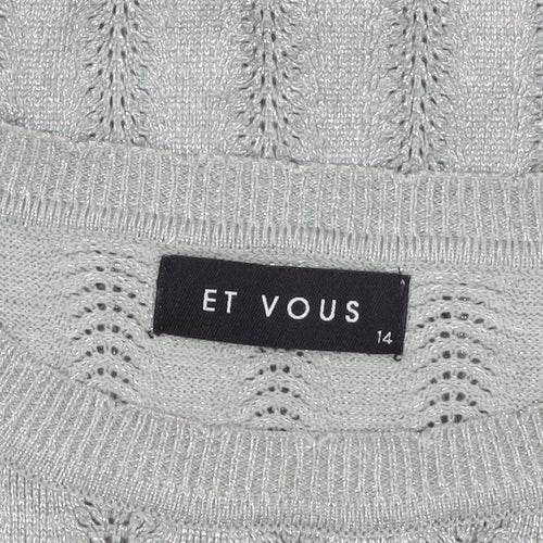 Et Vous Women's Grey Size 14 Crew Neck Ribbed Knit Jumper