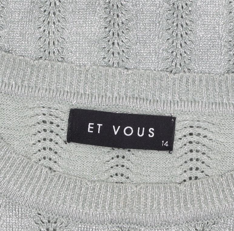 Et Vous Women's Grey Size 14 Crew Neck Ribbed Knit Jumper