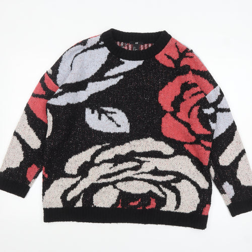 H&M Women’s Multicoloured Floral Knit Jumper Size 10