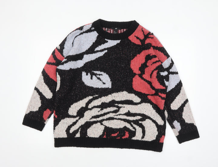H&M Women’s Multicoloured Floral Knit Jumper Size 10