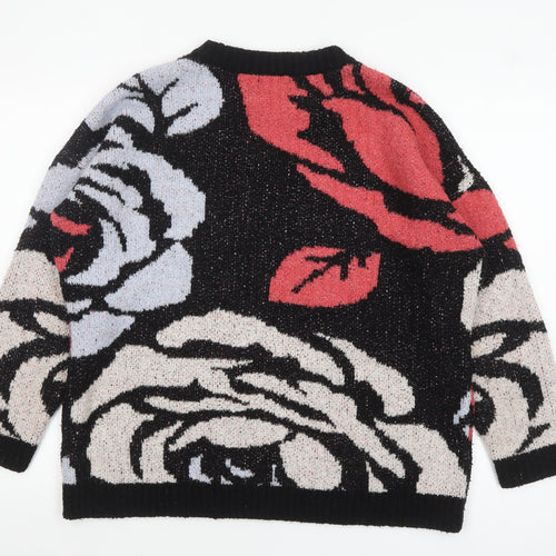 H&M Women’s Multicoloured Floral Knit Jumper Size 10