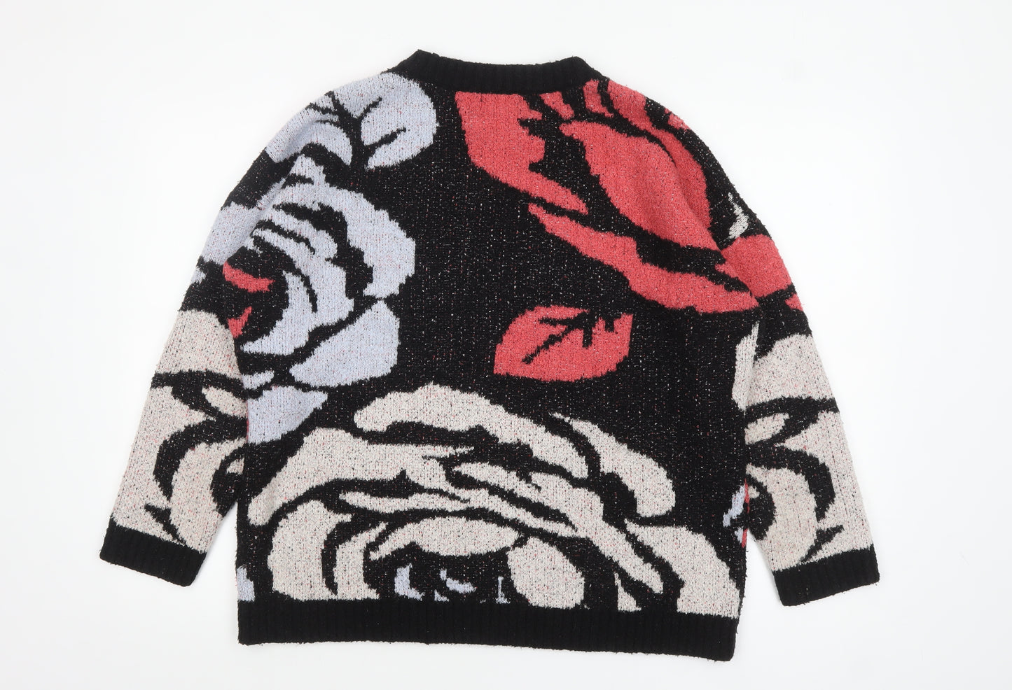 H&M Women’s Multicoloured Floral Knit Jumper Size 10