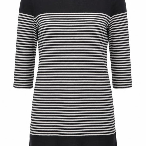 Massimo Dutti Women’s Black Striped Linen Tunic Jumper Size 10