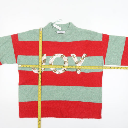 George Women’s Multicoloured Sequin JOY Striped Pullover Jumper Size M