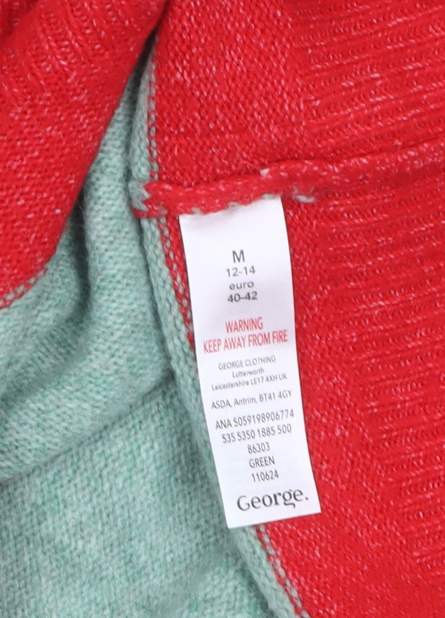 George Women’s Multicoloured Sequin JOY Striped Pullover Jumper Size M