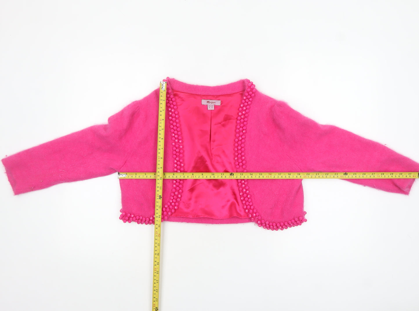 Monsoon Women’s Pink Beaded Angora Knit Cardigan UK 14