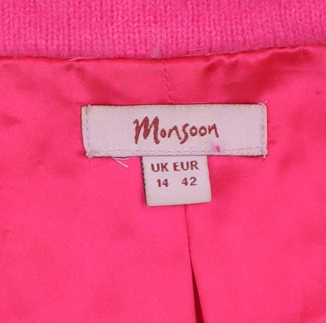 Monsoon Women’s Pink Beaded Angora Knit Cardigan UK 14