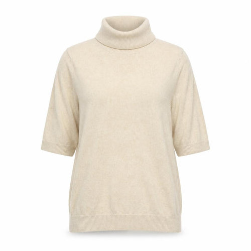 Marks and Spencer Womens Beige Glitter Roll Neck Short Sleeve Jumper XS