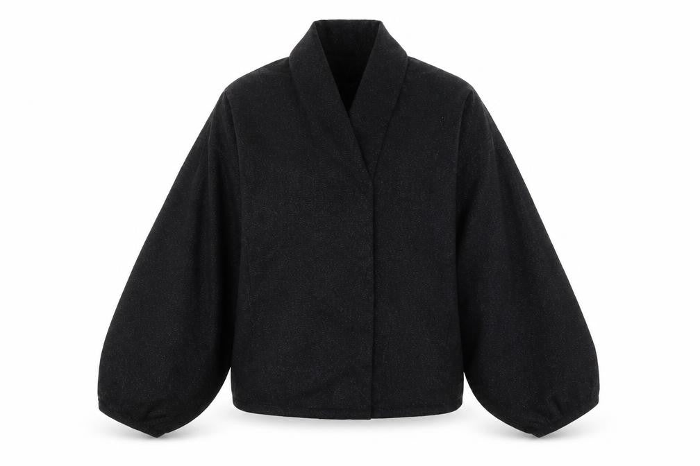 Front view of BHS Women’s Black Collared Knit Cardigan, size UK 12