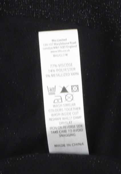 BHS Women’s Black Collared Knit Cardigan Size 12