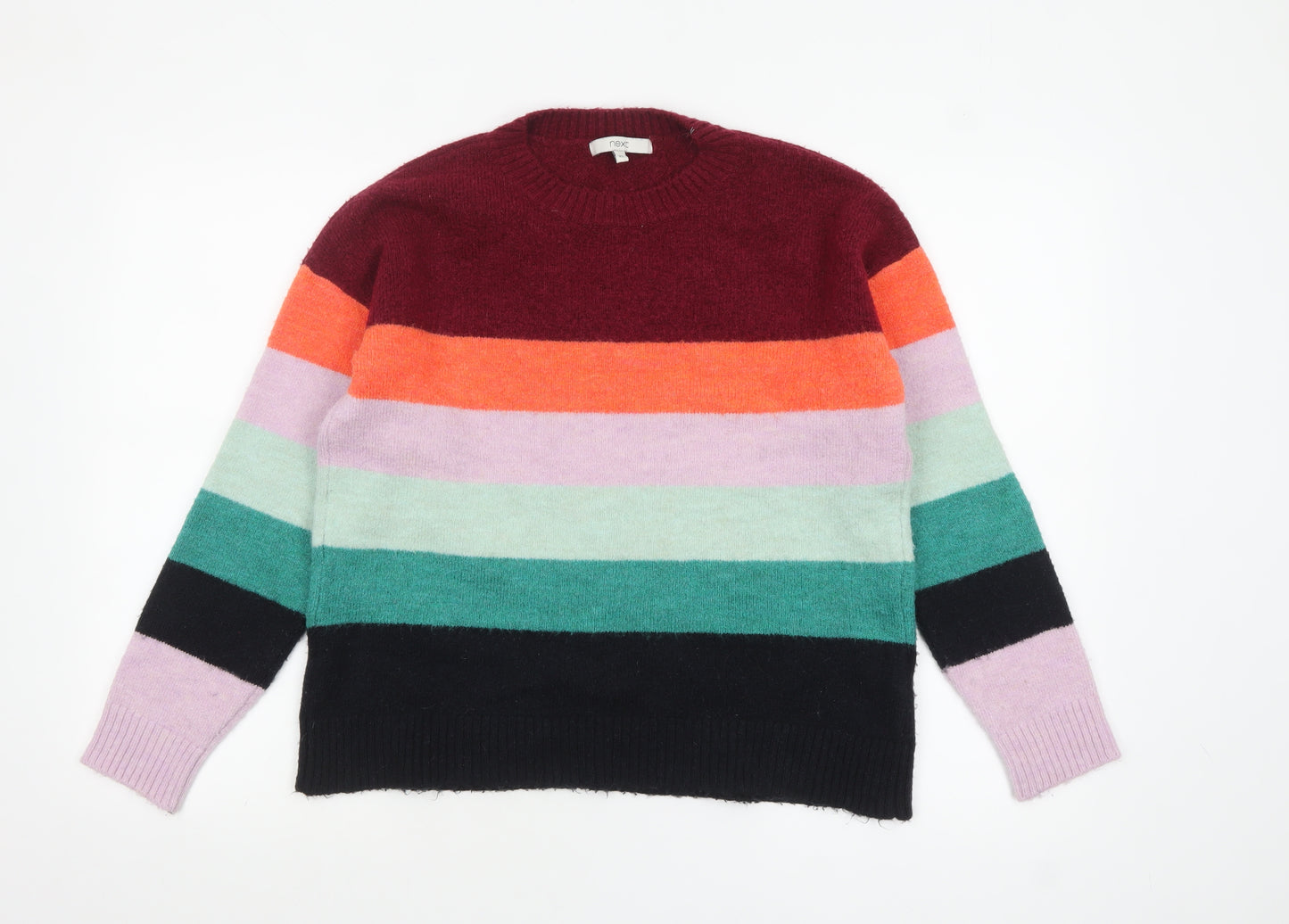 Next Womens Multicoloured Striped Crew Neck Pullover Jumper XS