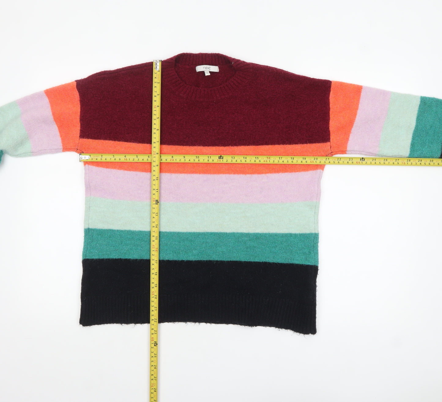 Next Womens Multicoloured Striped Crew Neck Pullover Jumper XS