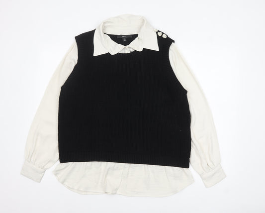 NEXT Women Black Knit Sleeveless Vest Jumper Size 14