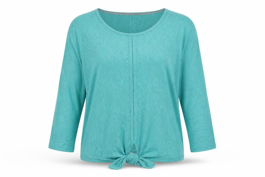 White Stuff Women's Green Linen Cotton Tie Hem Jumper UK 12