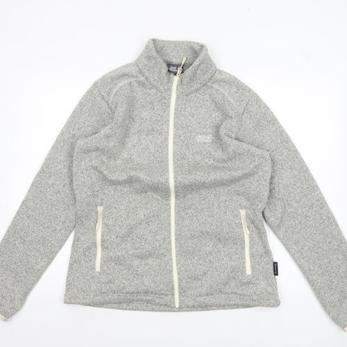Jack Wolfskin Women Grey Fleece Full Zip Jacket Size 18