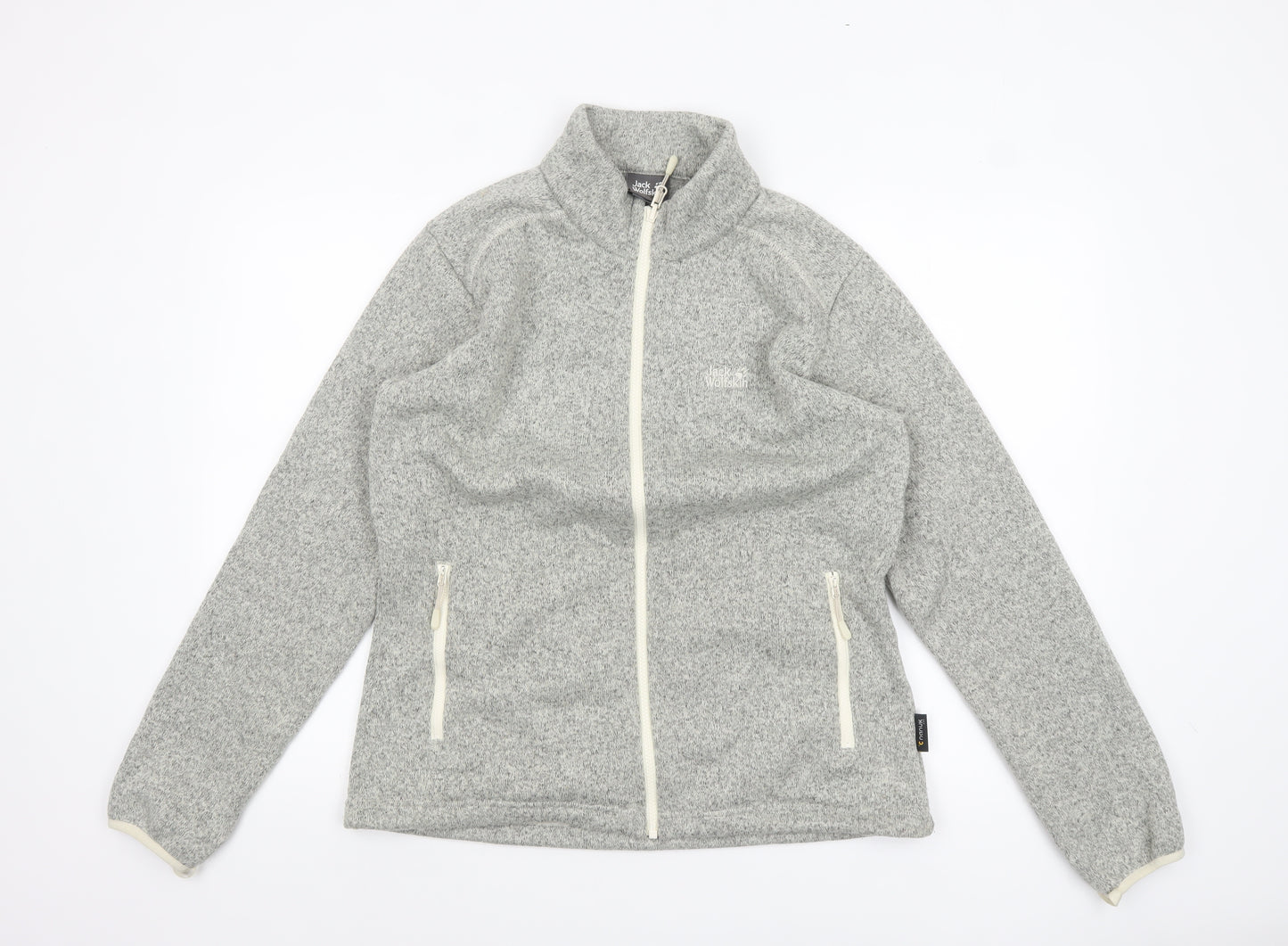 Jack Wolfskin Women Grey Fleece Full Zip Jacket Size 18