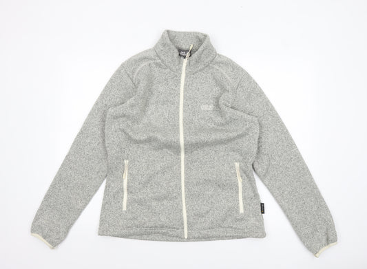 Jack Wolfskin Women Grey Fleece Full Zip Jacket Size 18