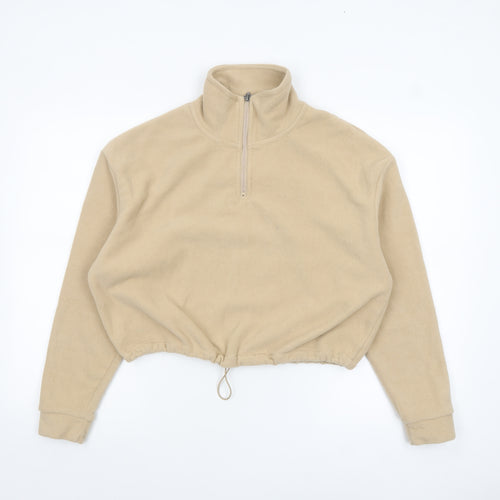 Brave Soul Women’s Beige Fleece 1/4 Zip Pullover Sweatshirt Size S