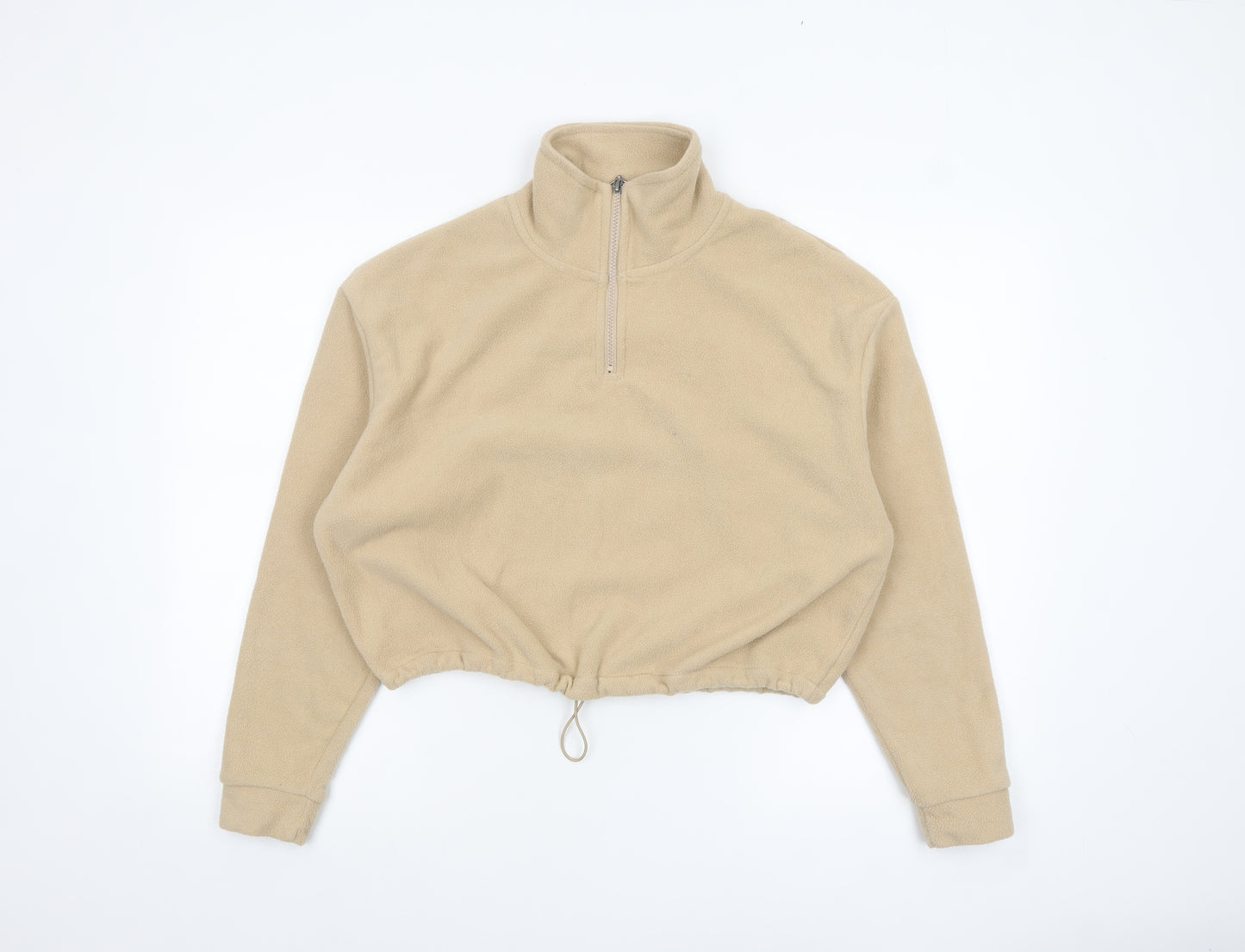 Brave Soul Women’s Beige Fleece 1/4 Zip Pullover Sweatshirt Size S