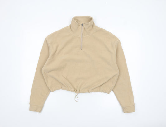 Brave Soul Women’s Beige Fleece 1/4 Zip Pullover Sweatshirt Size S