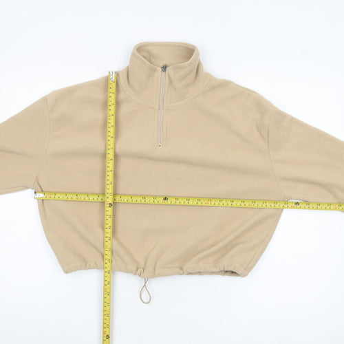Brave Soul Women’s Beige Fleece 1/4 Zip Pullover Sweatshirt Size S