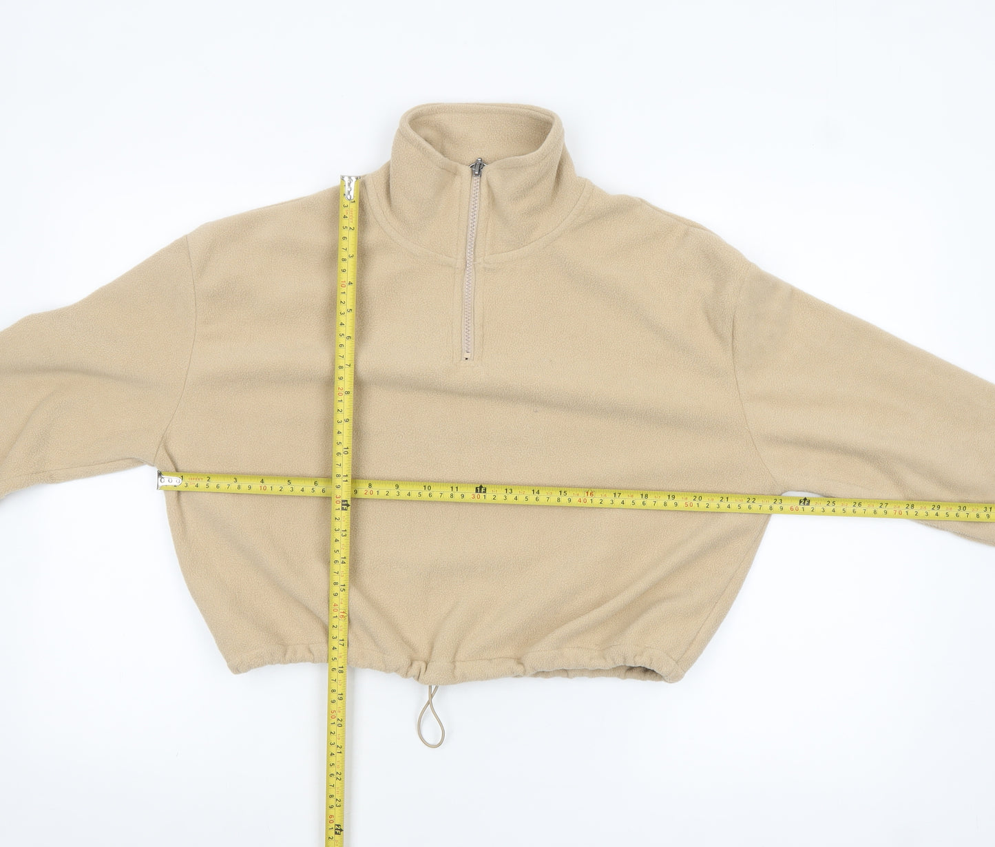 Brave Soul Women’s Beige Fleece 1/4 Zip Pullover Sweatshirt Size S