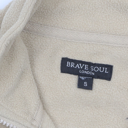 Brave Soul Women’s Beige Fleece 1/4 Zip Pullover Sweatshirt Size S