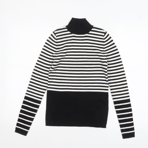 F&F Women’s Black & White Striped Roll Neck Jumper XS